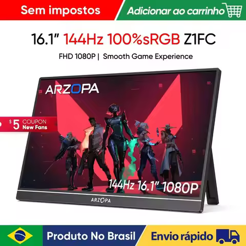 ARZOPA 16.1 inch 100% SRGB 144Hz Gaming Monitor Portable Laptop Display with Type C Mini HDMI For PS