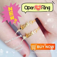 Wing Sing Cincin Adjustable Open Love Fesyen Bajet Padu Tulen Emas 916 / 916 Gold Love Minimalist Ring