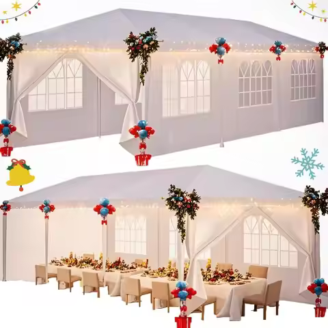 10x10/10x20/10x30 Party Tent Outdoor Canopy Tent with Removable Sidewalls, Waterproof Party Tents fo