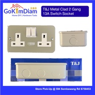 T&amp;J Metal Clad 2 Gang 13A Switch Socket