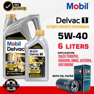 MOBIL 5W-40 Delvac 1 Diesel Oil 6 Liters for Isuzu Trooper, Bighorn, DMAX, Alterra, 4JX1 Engine
