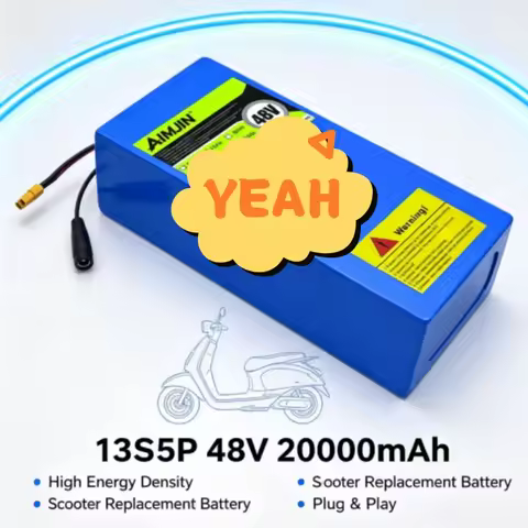48V 20Ah 13S5P 18650 Lithium Battery Pack with Built-in BMS for 1000W E-Bike Electric Scooter Rechar