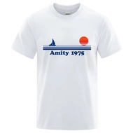Amity 1975 - Jaws Retro Print Tshirt Men Creativity Sweat Clothing Fashion Tee Clothes T Shirts Brea