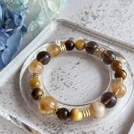 琥金耀影・聚財守護水晶手鍊 黃水晶 髮晶 虎眼石 茶晶 招財能量