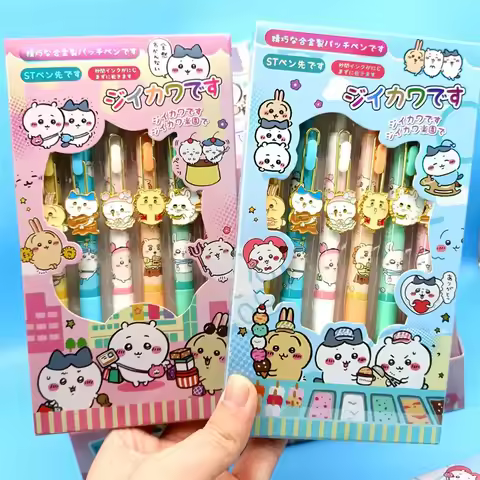 Cartoon Anime Sanrio Chiikawa Metal Patch Pen Student Soft Cute Press Neutral Pen Black Speed Drying