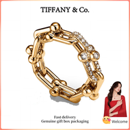 (New) Womens Fashion Rings gold plated HardWear series half diamond Small chain ring Valentines Day