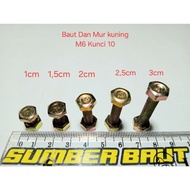 Yellow Bolts and Nuts M6 1cm to 3cm key 10 / BMK