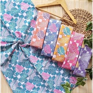 Pastel Color Batik Fabric - Leaf Motif Batik Fabric - Soft Color Batik Fabric - Metered Batik Fabric - Pekalongan Batik Fabric