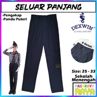 Seluar Panjang Biru Sekolah Menengah Tiada Getah Seluar Pengakap Seluar Pandu Puteri Dexwin School U