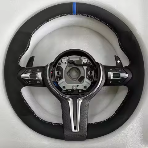 Half Acantara Leather White Stitching Steering Wheel Assembly For BMW F10 F20 F30 F32 F36 F80 F82 M3