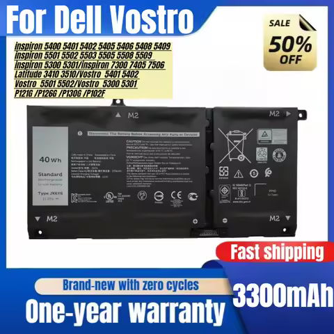 For Dell Vostro 5401 5402 5501 5502 5300 5301 JK6Y6 Laptop Battery High Capacity Battery High Qualit