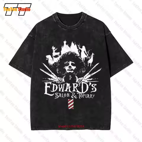 Edward Scissorhands Barber Shop Salon Vintage Oversized T-Shirt 1P3Y