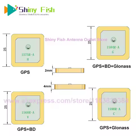 5Pcs Beidou GPS Passive Patch Ceramic Antenna Glonass Internal Positioning Antenna 25*25 4mm/2mm 157