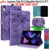 For Lenovo Tab P11 Tablet TB-J606F TB-J616 TB-J607 11.0in Romantic 3D Cherry Blossom Cat Case Xiaoxi