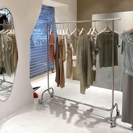 Hanger Goods Rack Women's Clothing Store Clothes Rod Mobile Floor-standing Display Rack Stainless St