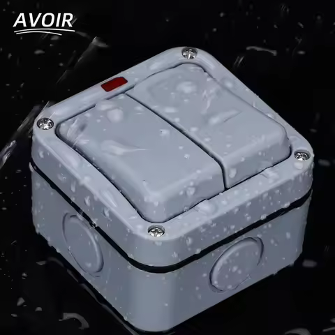 Avoir Outdoor Wall Light Switches IP66 Waterproof Weatherproof Push Button Switch 1 2 Gang 2 Way Doo