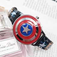[Children's Watch] Marvel Avengers Anime Cartoon Boy Captain America Children's Watch Flip Leather W