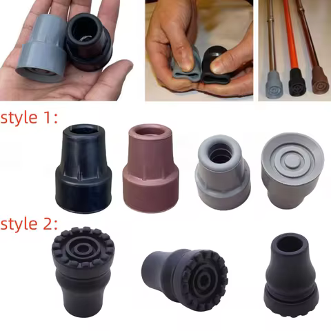 Rubber Trekking Pole Cap Walking Stick Crutch Cane Bottom Pads Cover Ferrule Non-slip Foot Cover Tre
