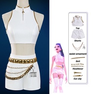 ชุดเสื้อกั๊กชุดคอสเพลย์ผู้หญิงสีขาว Rumi ลายดาวเกาหลีสำหรับผู้หญิงชุดเด็กผู้หญิงเด็กน้อยหนังเคป๊อปนั