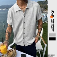 [K-2] cleanfit boxy Short Fitted Knitted Shirt Short-Sleeved Blouse Y2K Wenqing Wear [J501] kemeja l