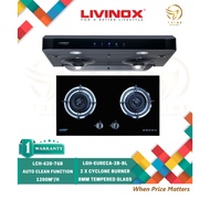 Livinox LCH-620-76B Slim Hood / LCH-620-90B Slim Hood / LCH-920-90BL (Auto Clean Function) + LGH-EURECA 2B-BL Gas Hob