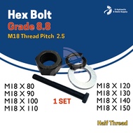 Bolt Hex Screw 8.8 Half thread (18*80/18*90/18*100/18*110/18*120/18*130/18*140/18*150)