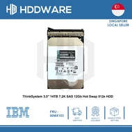 ThinkSystem 14TB 7.2K 3.5" SAS 12Gb Hot Swap 512e HDD // 00MX103 // 0F21070 // 4XB7A13906