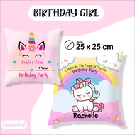 Girls' Birthday Pillow 25x25cm Part 1 Girls' Birthday Hampers/ Girls' Birthday Gift/