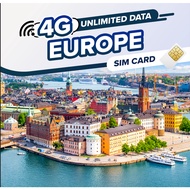 Europe and UK Unlimited Data Sim Card