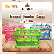 GRUNI KW0250 2-Tier Plastic Spice Rack Set Plastic Spice Rack Spice Container Surabaya Spice Rack Sp