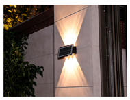 iGlobalStore - 太陽能戶外燈、太陽能LED 圍欄燈、太陽能壁燈、6 LED 燈防水戶外裝飾壁燈適用於花園車道庭院陽台（暖黃+白光可調 : 1 件裝）