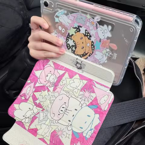 Ins Kawaii Little Pig Star Pink Y2K Cover For iPad Pro13 11th M5 M4 12.9 A16 10 8 7 9th 10th Air 11 