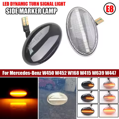 2x Dynamic LED Turn Signal Lights Side Marker Lamp Car Accessories For Mercedes-Benz Smart 450 & Ben