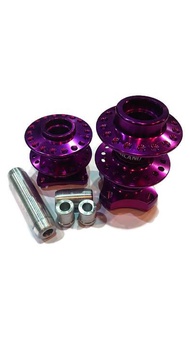 ดุมสนาม (ย่อ) DeviL หน้า+หลัง สำหรับ 4รู WAVE สีม่วง พร้อมบูชล้อ+แกนกลาง ( มีรับประกันสินค้าทุกชิ้น