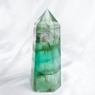 螢石柱 通透 海帶螢石 絲質感 彩虹光 綠螢石 透明螢石