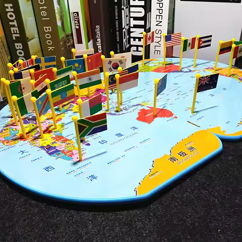 World Map Put In The National Flag Children's Understanding Wooden Puzzle Intellectual Development K