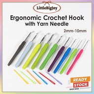 2mm to 10mm Ergonomic Crochet Hook and Yarn Needle Set Soft Grip Handle Rubber Amigurumi Darning Emb
