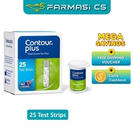 Contour Plus Blood Glucose Test Strips 25 Test Strips EXP:04/2027 [ Glucose Monitor Test Strip, Farm