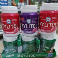 COMBO 3 JARS OF XYLITOL SUGAR-FREE SIN GUM 58G MOUTH FRESH TO PREVENT TOOTH CAVITY, STRAWBERRY, BLUE
