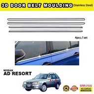 Nissan AD Resort 3D Door Belt Moulding Stainless Steel 4 pcs/set DOOR WINDOW TRIM