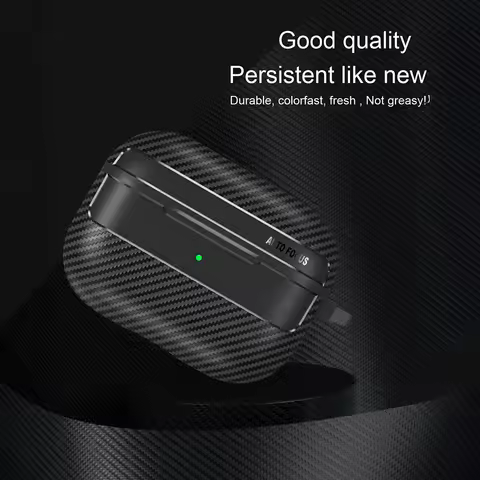 Shockproof Case for Airpods Pro3 Cover Carbon Fiber Texture Black Clear Shell for AirPods4 Coque for
