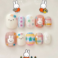 [Littlefish] Spring Miffy Wearing Nails Milk White Peach Contrast Color Fresh Floral Soft Cute Heali