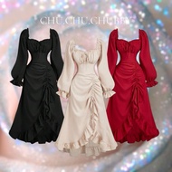 Pre-Order ️ Princess Dress Long-Sleeved Cafe Beach Size For Chubby Women