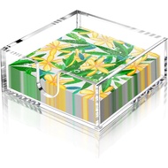 Cocktail Napkin Holder 5x5, Acrylic Cocktail Napkin Holder for Table, Clear Beverage Holder Square R