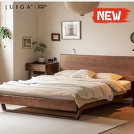 IUIGA Solid Wood Nordic Floating Bed Frame  | Black Walnut | 1.8m(180×200cm) Double Bed | Minimalist