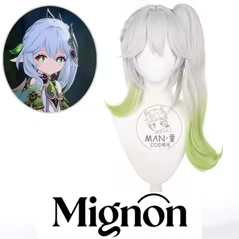 Genshin Impact Nahida Cosplay Wig Dendro Archon Sumeru Gradient Clipped Ponytail Halloween Gift