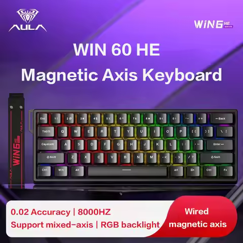 AULA WiN 60 Magnetic Axis Keyboard RT Custom Mechanical Wired Connection for Gaming with Webdriver f