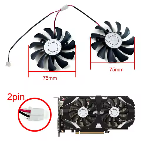NEW Cooling Fan 75MM 2PIN HA8010H12F-Z GTX1050 GPU Cooler Fan Replacement For MSI GTX 1050 2GT OC 10