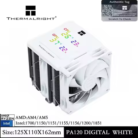 Thermalright PA120 DIGITAL White CPU Cooler 6 Heat Pipes PWM Fan Heatsink Air Cooler for AM4 AM5 Int