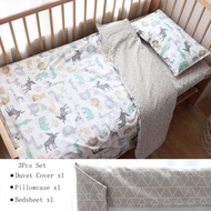 Baby Bedding Set For Newborns Woven Cotton Soft Kids Bed Linen Cartoon Crib Bedding Set With Bumper 